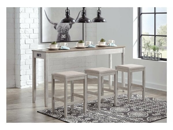 Skempton Counter Height Dining Room Table and Bar Stools (Set of 3) Bar Furniture 3