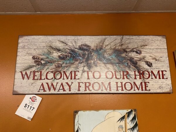 Welcome to our home away from home sign 14X36 Wall Decor