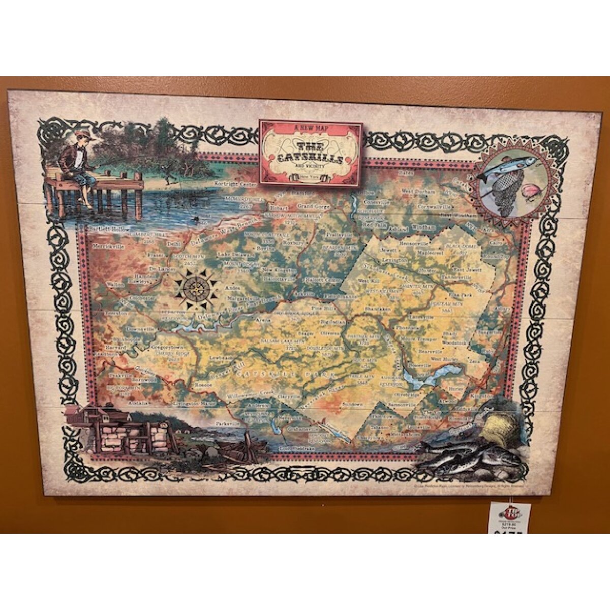 Map Of Catskills Sing 38X28 Art