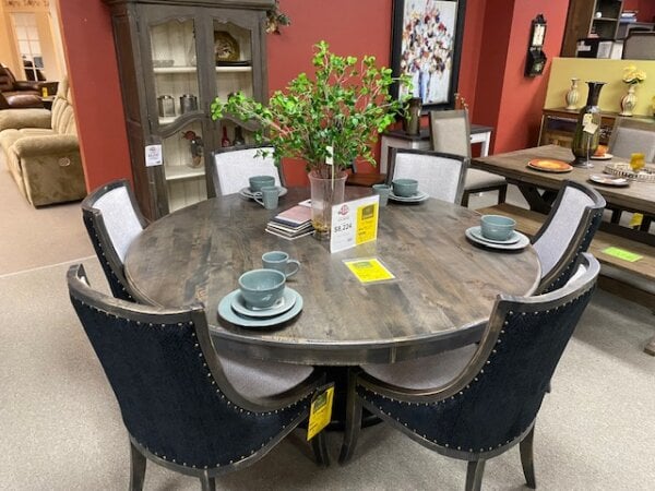Canadel 72″ Round Dining Room Table and 6 Chairs Dining Room