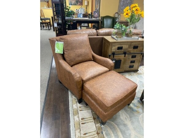Kincaid Leather Chair and Ottoman Chairs