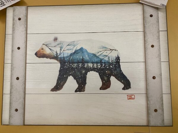 Bear and Mountain Sign 23X17 Art