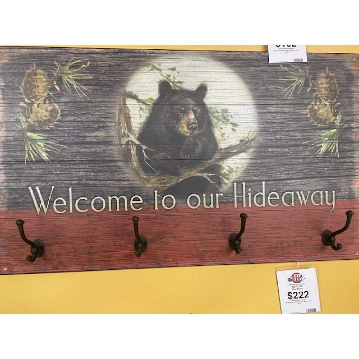Bear Coat Rack Sign 23X39 Wall Decor