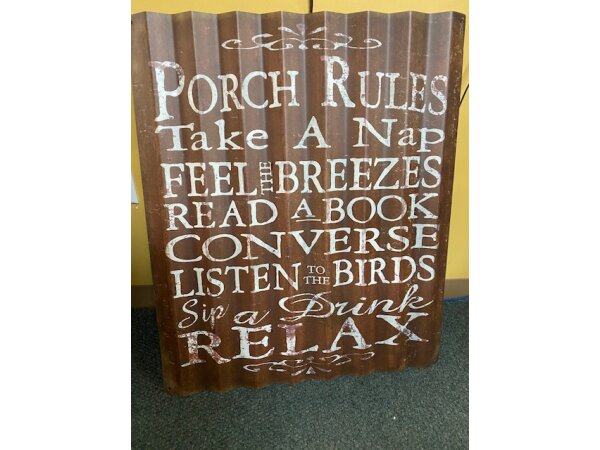 Porch Rules Sign 29X37.5 Wall Decor