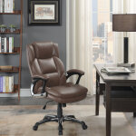 Nerris Upholstered Adjustable Home Office Desk Chair Brown - Image 2