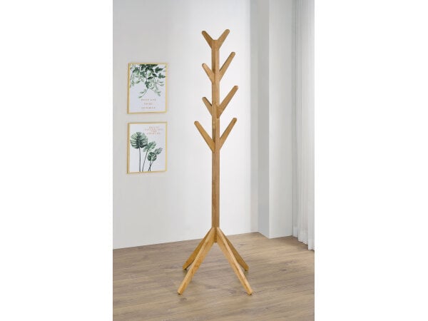 Margaret Solid Wood Coat Rack Clothing Hanger Natural Oak Living Room