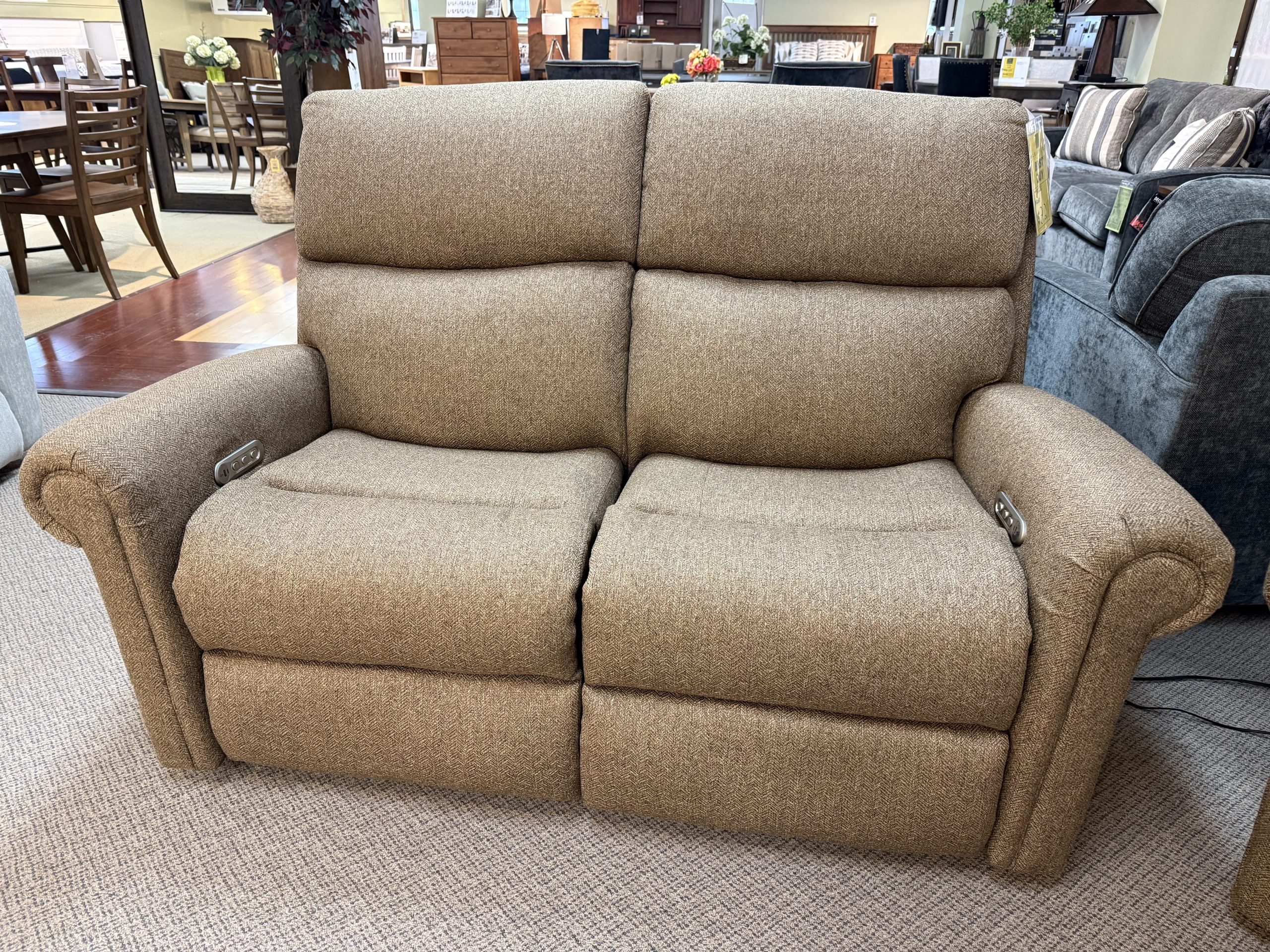 Bernard Fabric Power Reclining Loveseat with Power Headrest & Lumbar