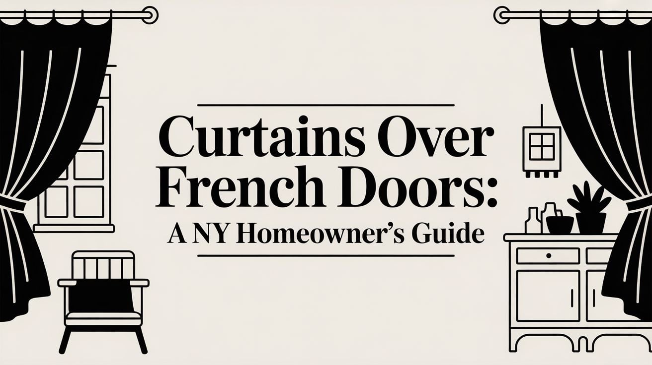 Curtains Over French Doors Interior Illustration