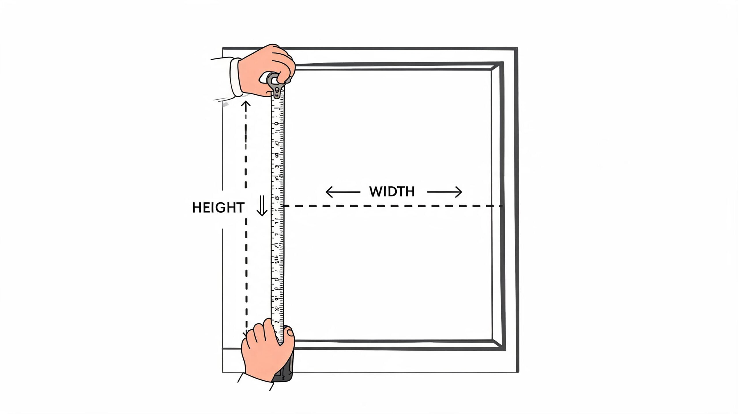 A diagram demonstrating how to measure a window for determining correct curtain length sizes and dimensions.