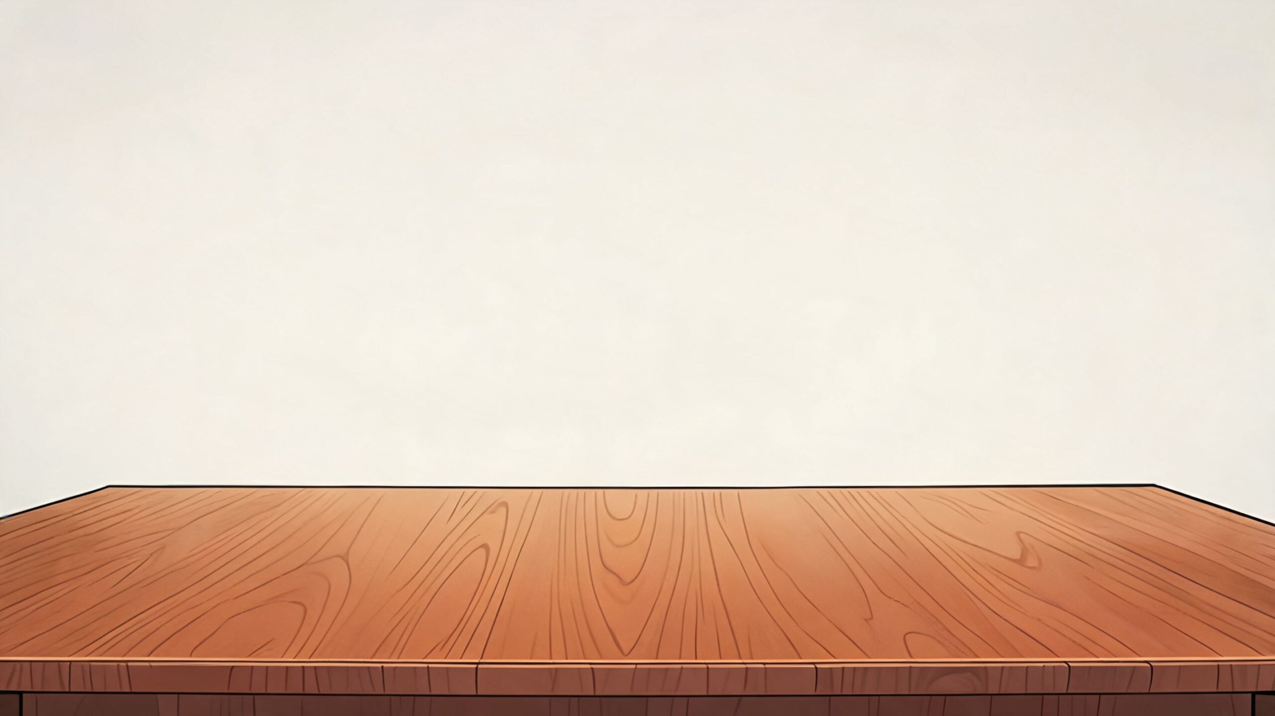 A minimalist wooden table surface set against a plain light background, perfect for a home office setup.