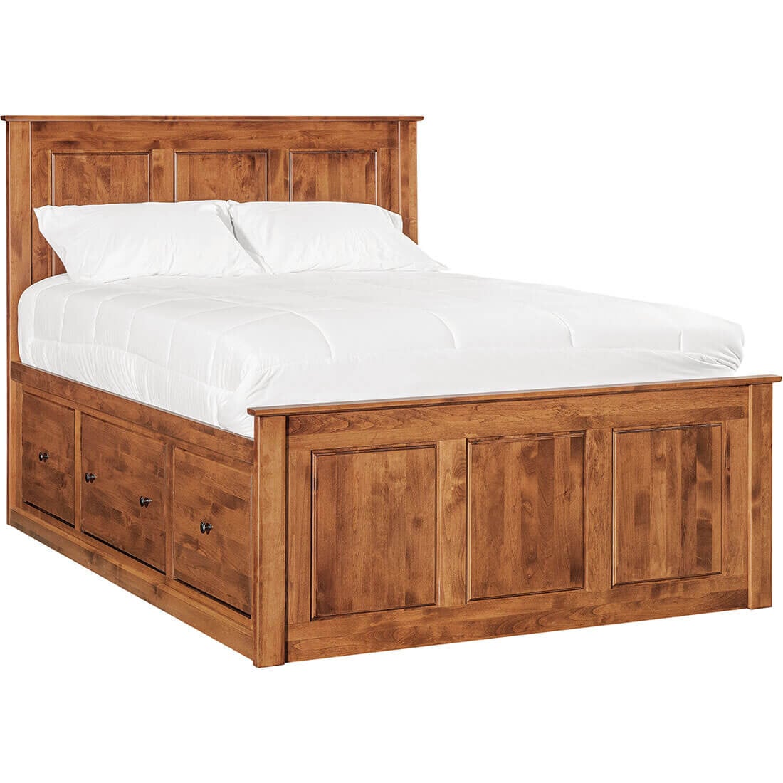 Archbold-Furniture-Shaker-Queen-Chest-Bed-Tall-6-Drawer-3-Drawer-Pedestal-and-Raised-Panel-HB-FB-60330-60320-60370-60372-60312 Archbold Shaker Chest Bed - Tall3 Drawer Pedestal & Flat panel HB / FB - Image 1